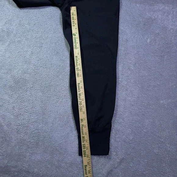 Athleta Venice Velvet Stripe Jogger Black Womens Size M Ribbed Waist Zip Pockets - Picture 5 of 16